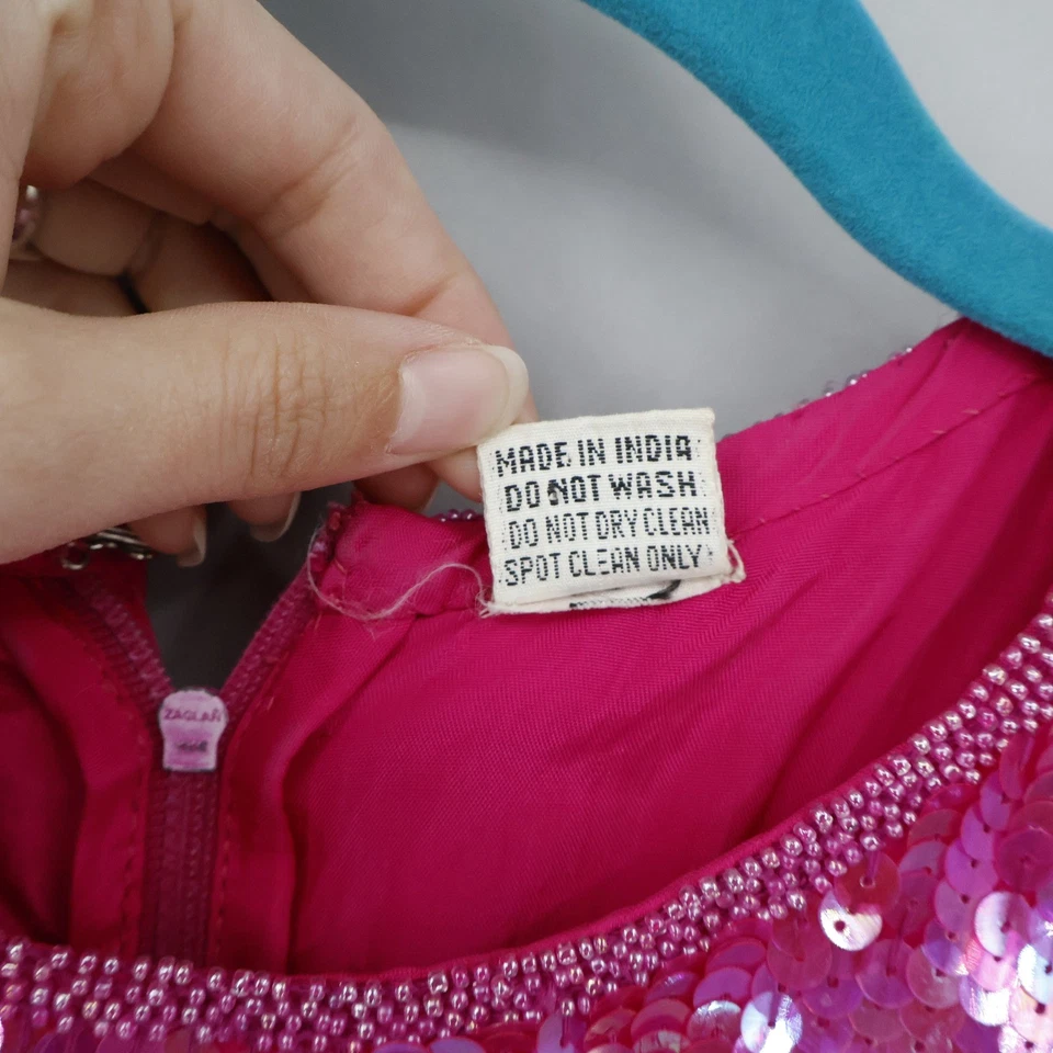 Vintage Scarlet Rage 80's Silk Sequin Dress Womens S Pink Party Cocktail Event - Image 4 of 4