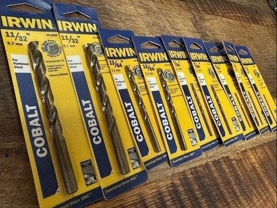 IRWIN Cobalt Drill Bit Lot (Mixed Sizes) Hardened Steel Split Point Set NEW