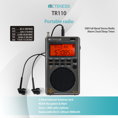 TR110 Shortwave Radio Full Band Radio AM/FM/SW/MW/AIR/CB/VHF(UHF