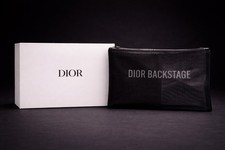 Dior Backstage Black Mesh Cosmetic Pouch Makeup Bag Zip Travel Case Authentic