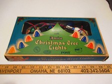 Vintage Amico Christmas Tree 8 Light Set Indoor Use Made in USA GE Bulbs WORK