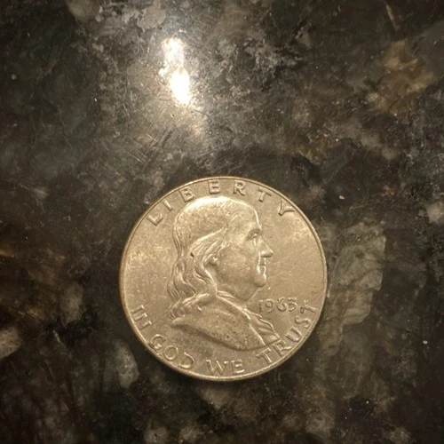 1963 Franklin Half Dollar 50C 90% Silver US Coin KM#195 Business Strike