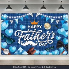70 9x45 3in Fathers Day Banner Blue Large Fabric Backdrop Party Supplies Photo