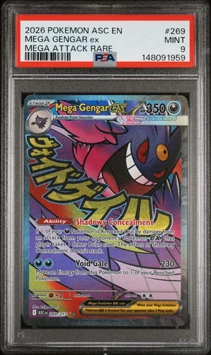 2026 POKEMON ASC EN-ASCENDED HEROES MEGA ATTACK RARE #269 MEGA GENGAR EX PSA 9