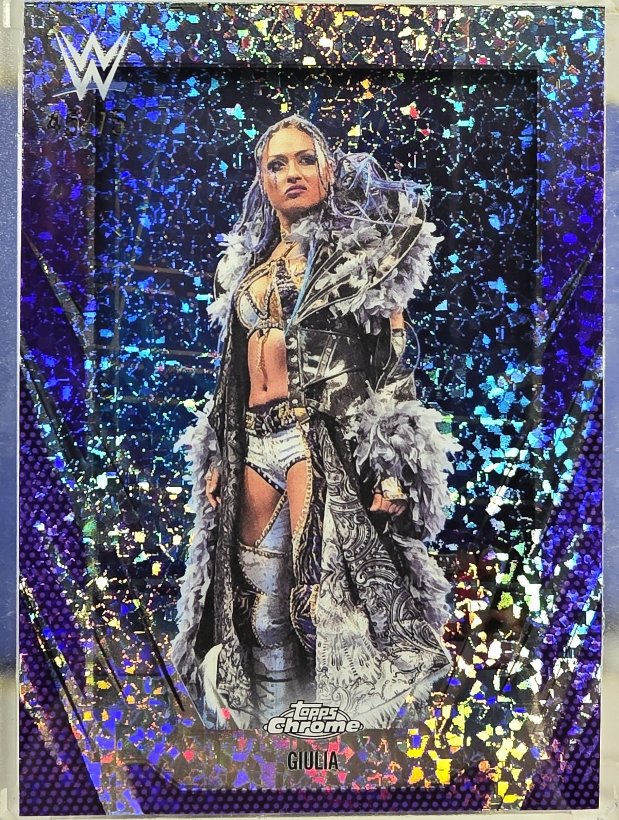 2026 Topps Chrome WWE Giulia Purple Mini-Diamond Refractor 45/75 #169