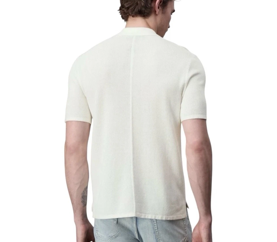Camisa Polo Rag & Bone Harvey Tejido Algodón Hombres Mediana Marfil Manga Corta Diseñador Foto 4 de 4