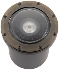 Kichler 7" Brass Clear Lens Angled In-Ground LED Landscape Light