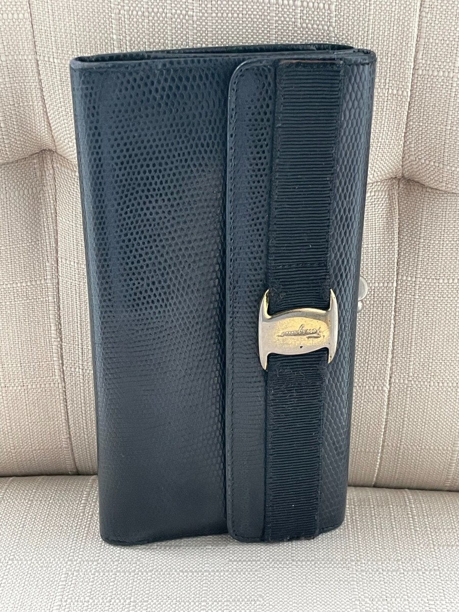 Salvatore Ferragamo Women Long Wallet Crocodile Leather Trifold