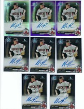 2017 BOWMAN CHROME DRAFT PURPLE/REFRACTOR/BASE RC AUTO LOT MATT TABOR (8 CARDS)