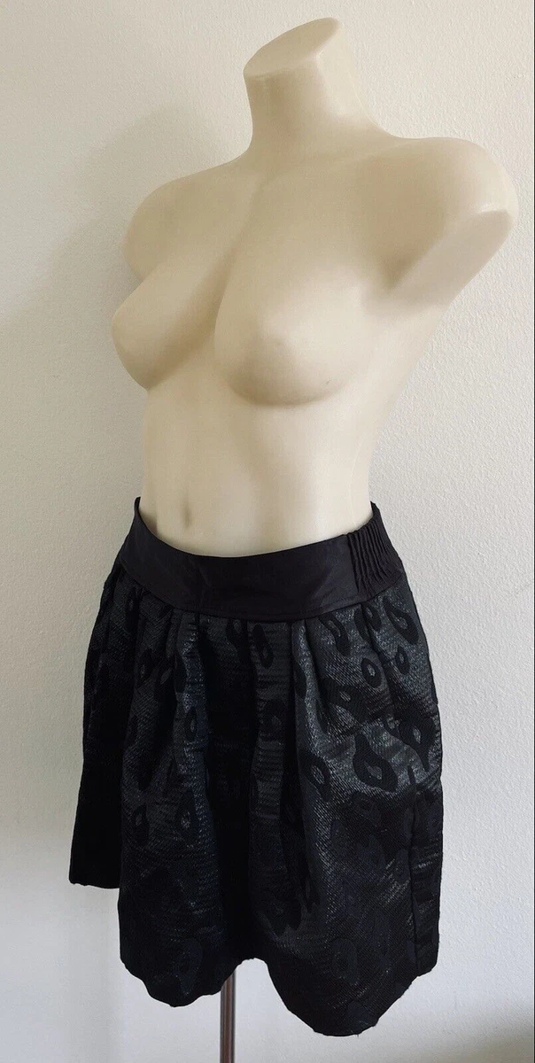 See By Chloe Mini Skirt Quilt Brocade Black Leopard Jacquard Volume AU8-IT40-S