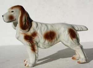 Irish Setter Dog Figurine Standing Brown White Ceramic Hand Painted Dog Figurine