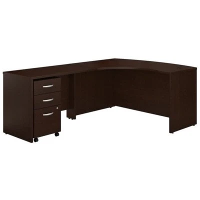 Bush BBF Series C 60" Left 3 Drawer L-Shaped Desk in Auburn Maple
