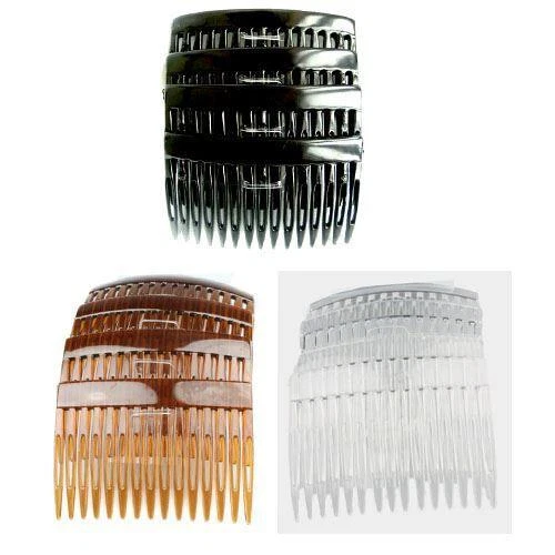 7cm Hair Combs Slides Black Clear Tortoiseshell Pack of 4 Hair Accessories