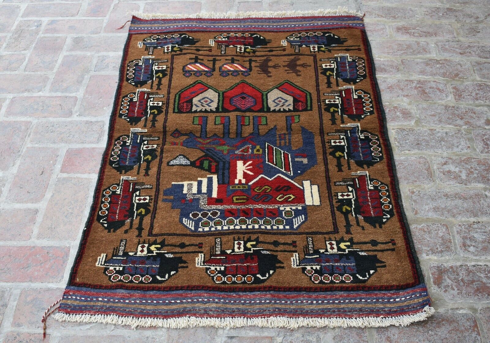 3 x 4'8 Hand knotted vintage afghan tribal shindand war area rug, 3x5 wool rug