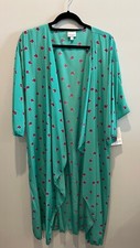 Lularoe Shirley Large NWT Kimono Open Cardigan Blue Teal Pink Floral