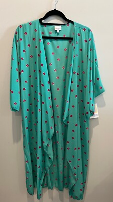 Cardigan LuLaRoe Shirley Knit - Taille L - Motif Floral Et Carreaux Roses, Bleus, Verts - Neuf Avec étiquettes