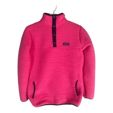 Simply Southern Sweatshirt Womens Small Pink Ribbed Thick Snap