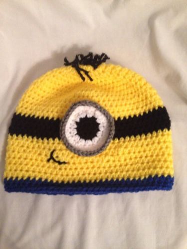 handmade Crocheted Baby /Child size minions winter hat beanie