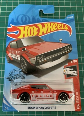 Hot Wheels Nissan Skyline 2000 GTR Police Car rot Nummer 160 neu und versiegelt