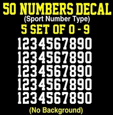 0-9 Numbers Vinyl Sticker Decal Sheet , 50 Total Numbers, Sport Number Type