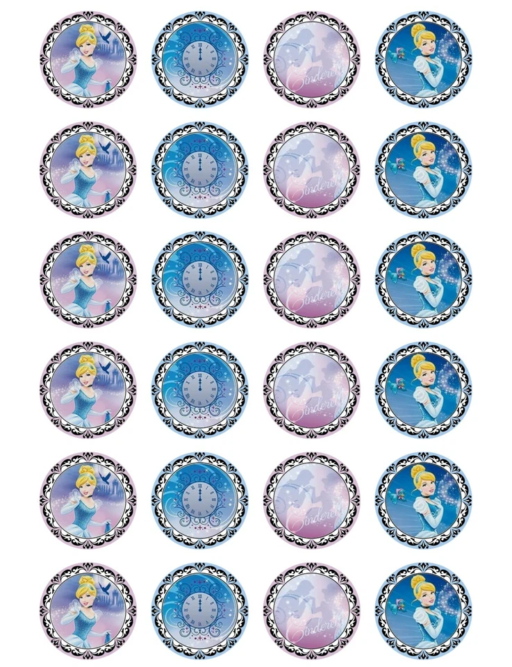 Princesa Cenicienta Comestible Glaseado Oblea Pastel Cupcake Topper Decoraciones de Cumpleaños Foto 2 de 3