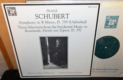 SCHUBERT SYMPHONY B MINOR D. 759 MOSCOW PHIL. DUNAROVA MUSICAL HERITAGE LP NM