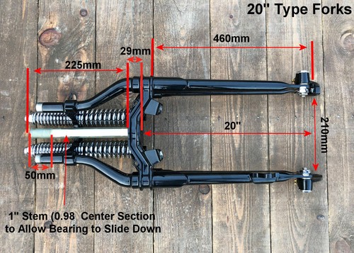 Antik Vintage Springer Gabeln für Harley Bobber Chopper schwarz Big Port 20 Zoll - Bild 5 von 10