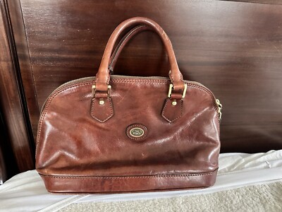 Ladies Vintage Chestnut Brown Leather Double Handle Tote Bag