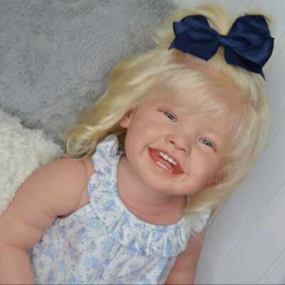 28'' Smiling Reborn Baby Doll Painted Toddler Girl Short Hair Cloth Body Kids Toy