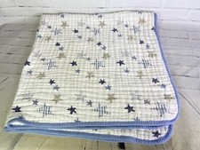 Aden Anais White Blue Beige Star Print Baby Crib Blanket Security Lovey Muslin