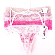 NWT Jessica Simpson Sz L 5 Stretchy Lace Colorful Ultra Flirt Thong Panties Pack