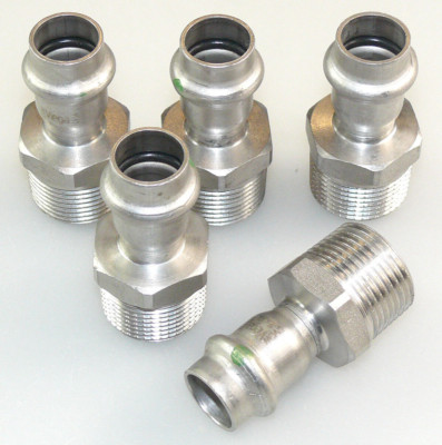 5x VIEGA SANPRESS INOX ÜBERGANGSSTÜCK 15 MM x 3/4'' AG ÜBERGANGSNIPPEL 436452