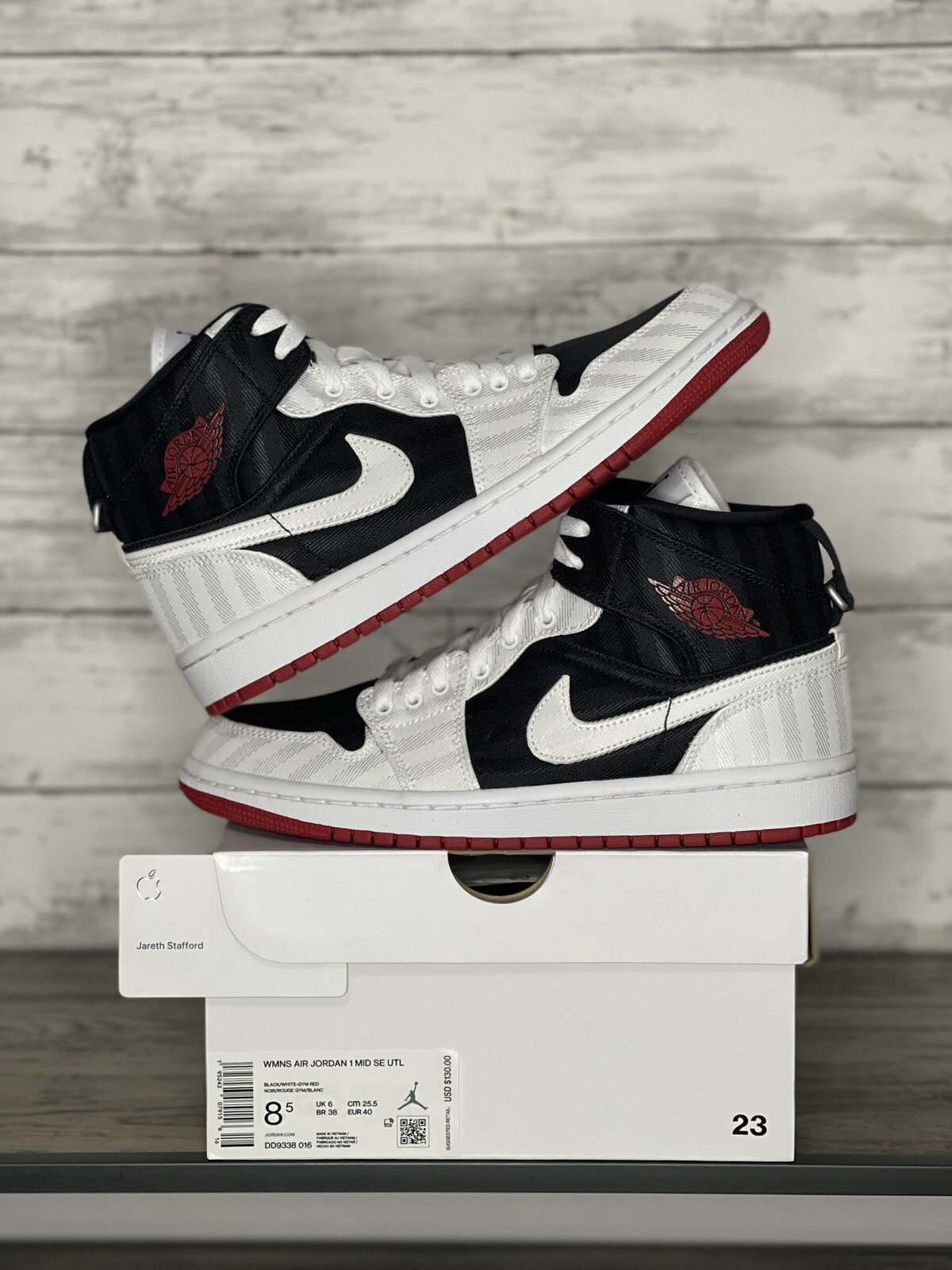 Size 8.5 - Jordan 1 Mid SE Utility White Black Gym Red for sale online |  eBay