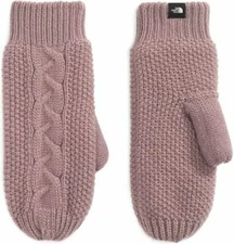 The North Face Women's Cable Minna Mitt Fleece Lined Mittens NWT Twilight Mauve