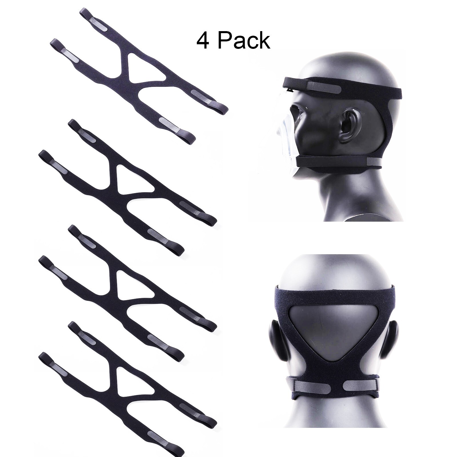 4PCs Universal CPAP Mask Headgear Strap Fit ResMed Mirage/ Philips Respironics