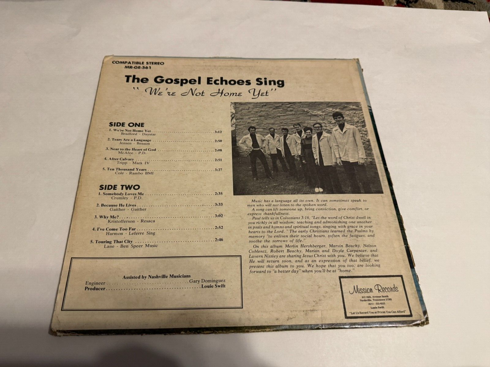The Gospel Echoes vinyl we're not home yet