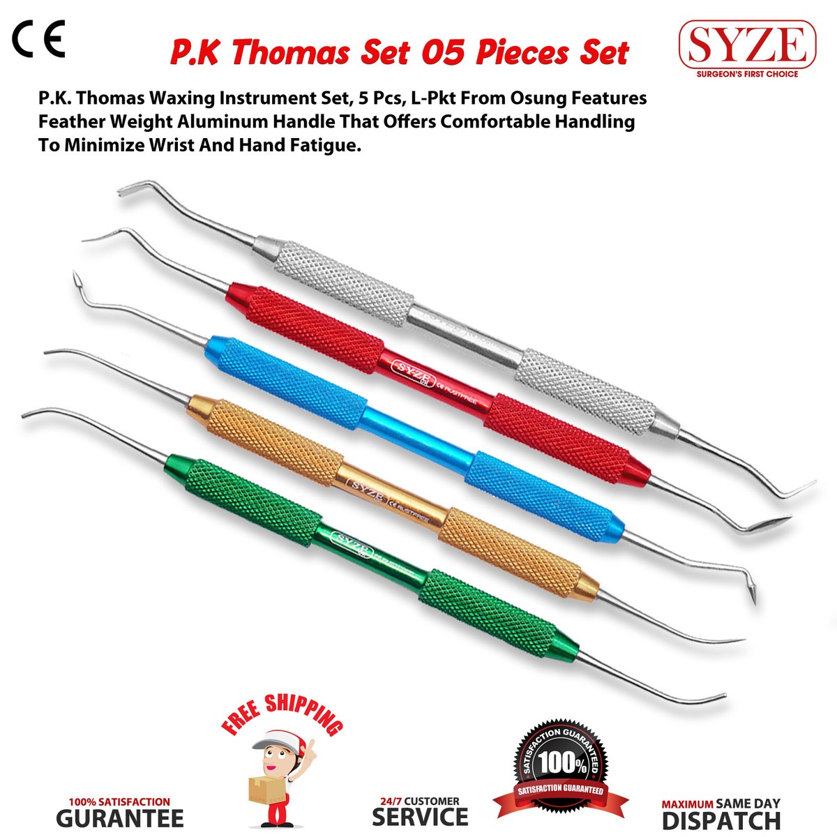 Waing Instruments Dental Wax Carvers Dental PK Thomas Wax Carvers Set - 5 Piece Double ...