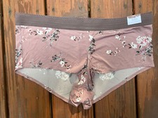 Lane Bryant Cacique 22/24 No-Show Boyshort Nylon Underwear Plum Floral 22/24 NWT