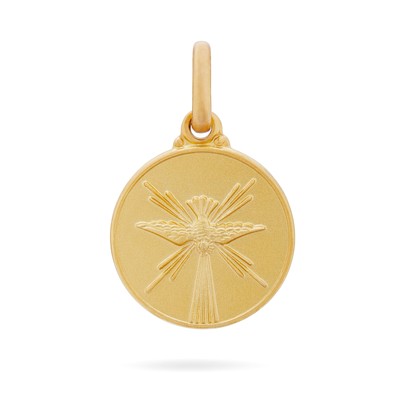 18k Yellow Gold Medal of Holy Spirit Pendant Religious from Vatican Leo