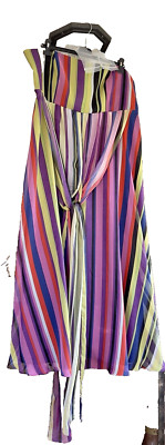 Marina Rinaldi 31 IT Langes Abendkleid Zeremonie bunte Streifen in Georgette.