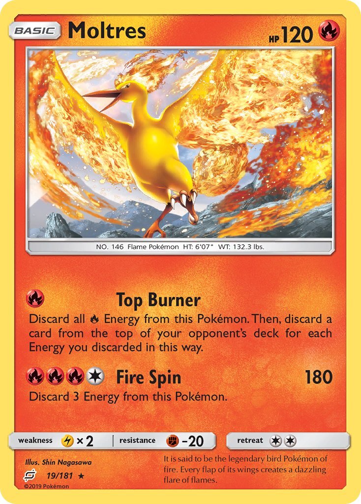 Moltres Team Up 19 Holo Pokemon Card NM