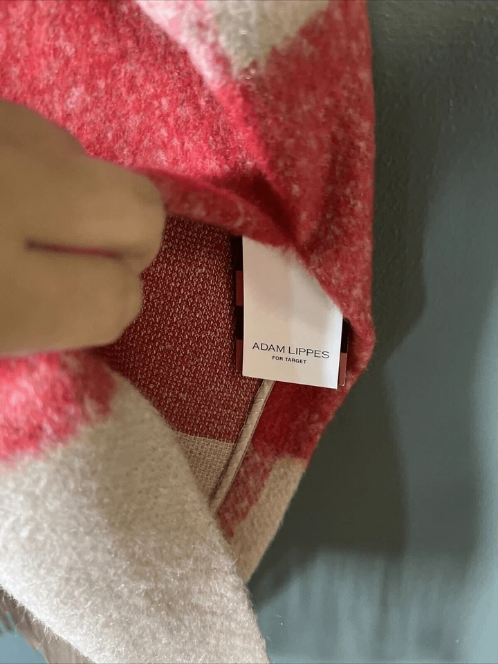 NWT Adam Lippes Target Plaid Mohair Fringe Trim Tassel Poncho Sweater Red S/M - Image 3 of 3