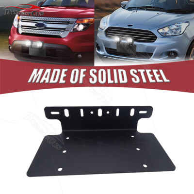 Front Bumper License Plate Mount Bracket Off-road Truck LED Light Bar Pod Holder