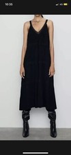Zara BLACK Strappy knit dress with lace details. Size M
