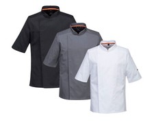 MESH PRO CHEFS FOOD KITCHEN CATERING INDUSTRY UNISEX JACKET SHORT SLEEVE UNIFORM