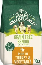 10kg James Wellbeloved Grain Free 7+ Senior Dry Dog Food Turkey & Vegetable 6.00 per kilo