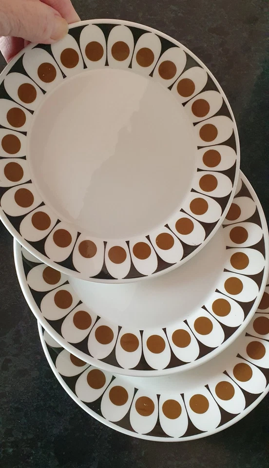 3 HOSTESS TABLEWARE BLACK VELVET SIDE PLATES & SAUCERS FINE BONE CHINA MODERN - Image 2 of 3