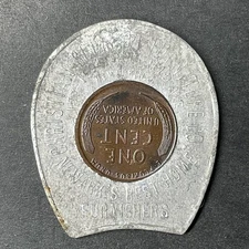 CHRISTIAN SCHMIDT FURNITURE Newark Lucky Penny Encased Coin 1915 One Wheat Cent