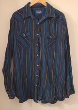 Vintage Wrangler Men  s Striped Pearl Snap Western Shirt Size 2XL Big Man