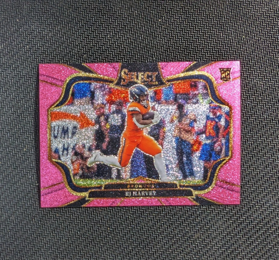 2025 Panini Select Card 410 RJ Harvey Rookie Field Level Pink Glitter Prizm 5/15